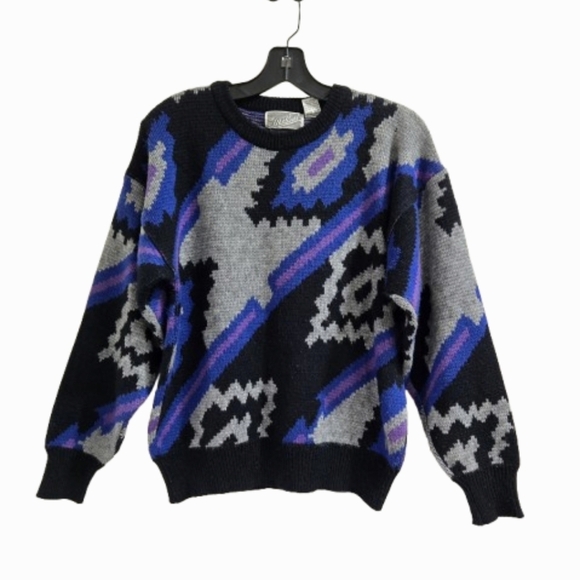 Vintage Method Sweater Women’s Size Medium 80s Aztec Geometric Knit Nintendo - Picture 1 of 10